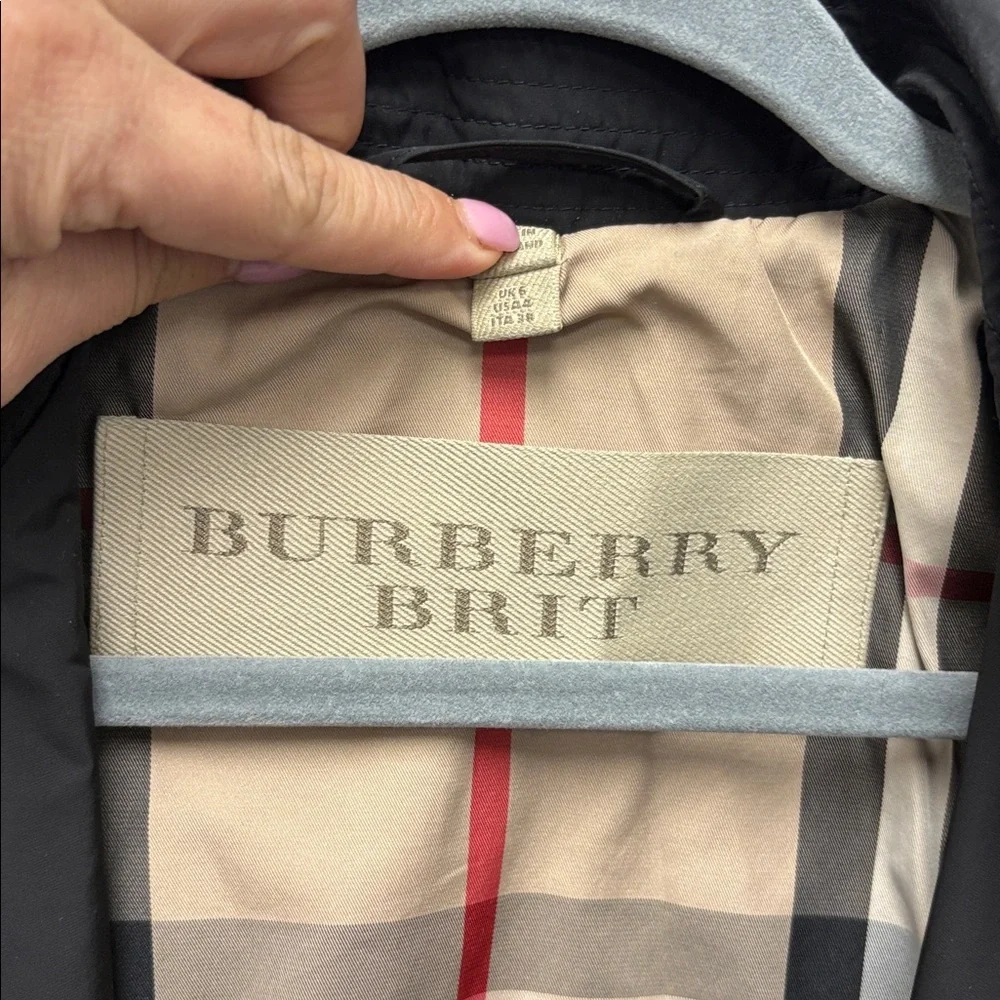 Burberry Dark Trench Coat with Check Lining